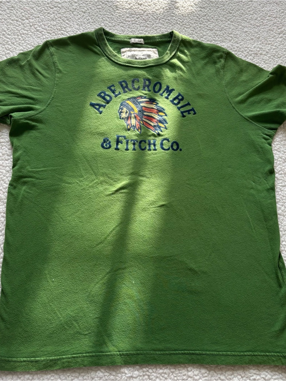 Vintage Y2K Abercrombie & Fitch Green Indian Head Chief Graphic Tee XL indie